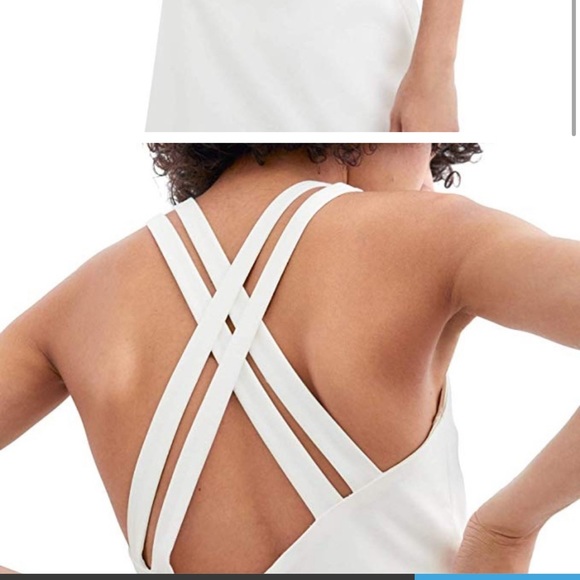 White mini dress criss cross strap - Picture 2 of 4